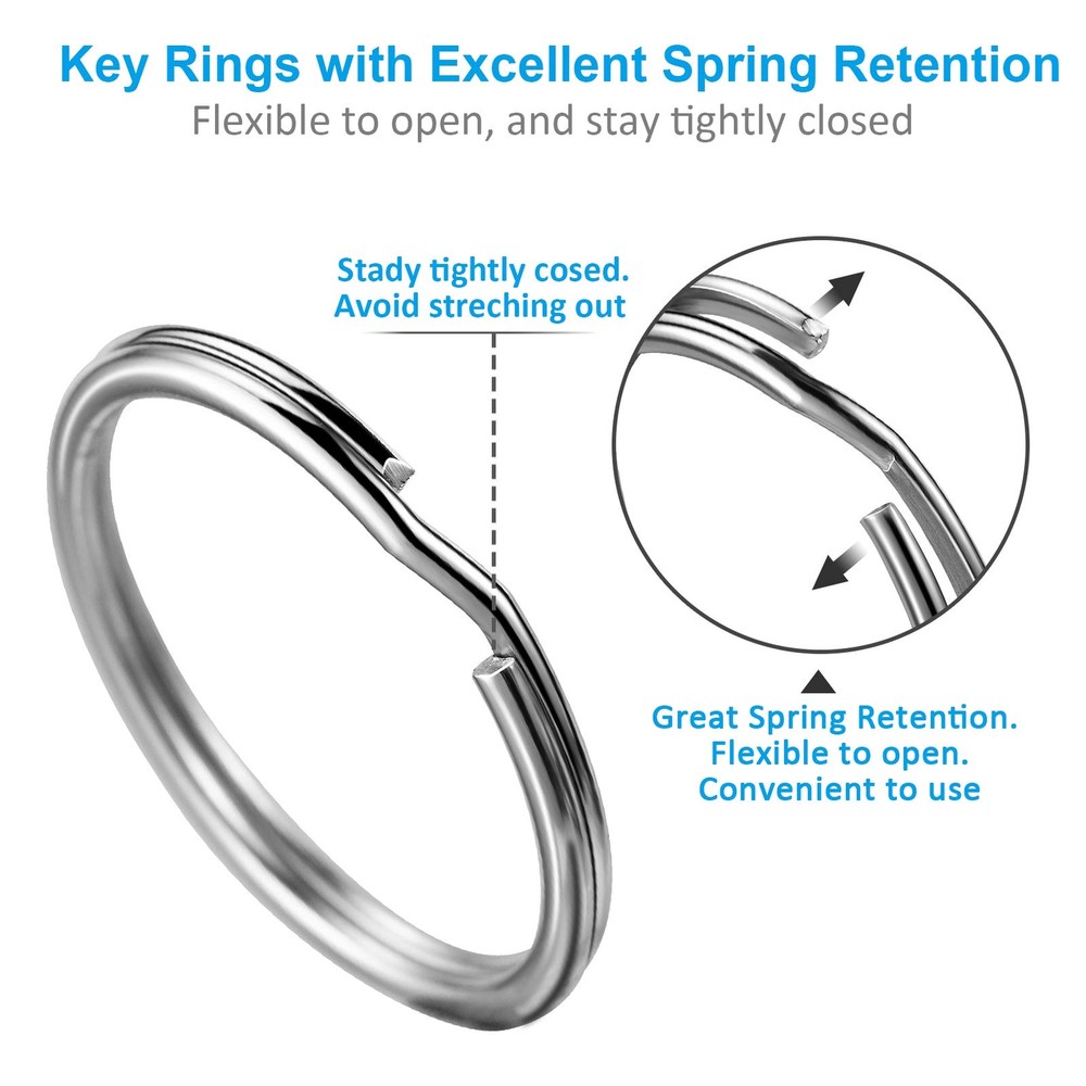 Split Key Ring Circle Assorted Round Durable 5 Sizes Alloy Steel