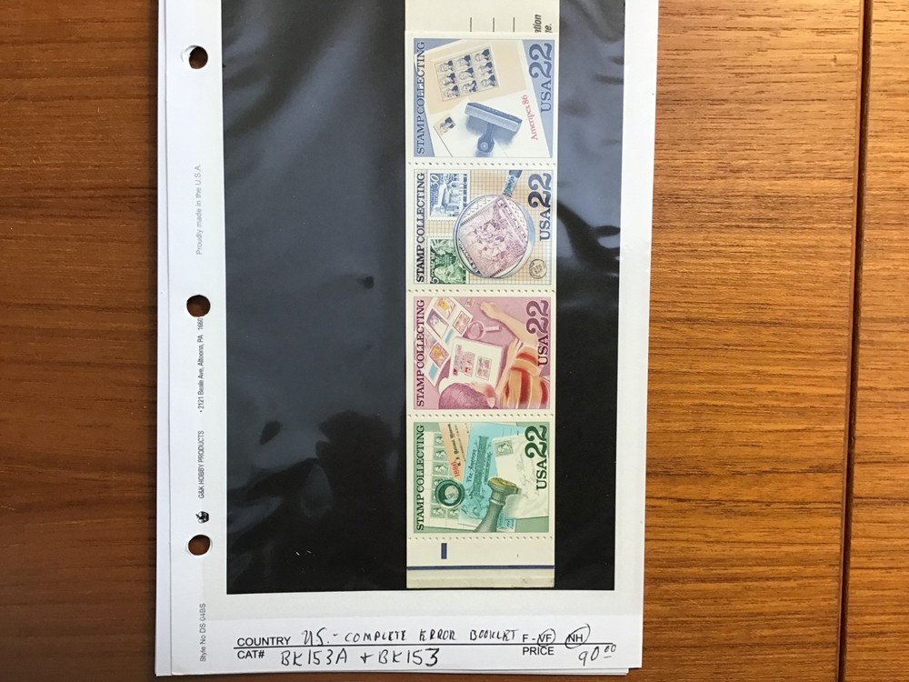 U.S. # BK153A - ERROR BOOKLET COMPLETE - MINT NEVER HINGED - SEE PHOTOS