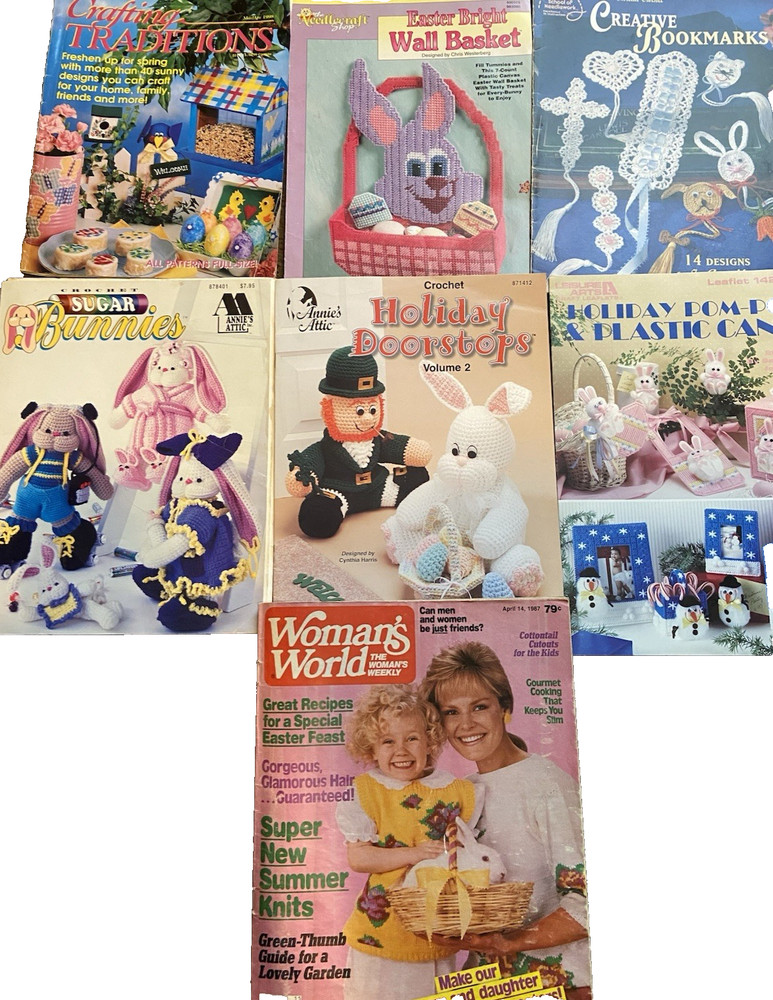 (7) VTG CROCHET EASTER BUNNY MIXED MAGAZINES DIFFERENT PATTERNS