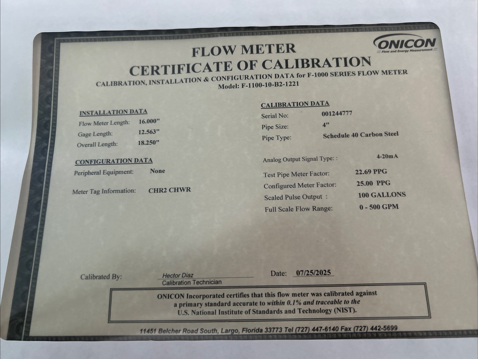 ONICON - F-1100-10-b2-1221(BRAND NEW) - FLOW METER