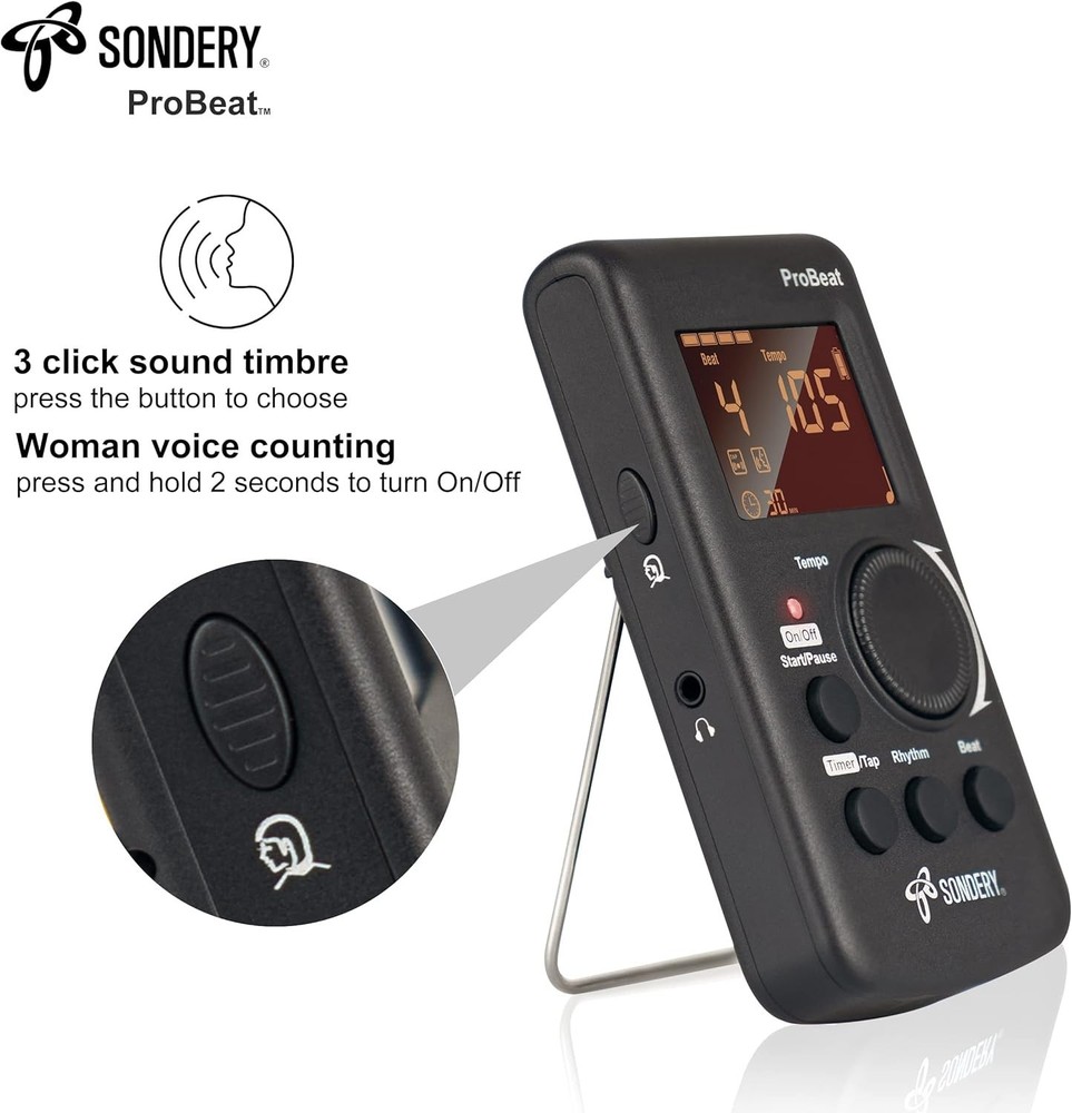 Rechargeable Digital Metronome with Vocal Counting