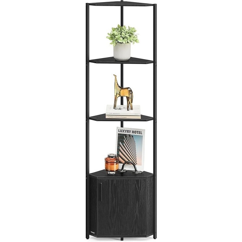 Sturdy Corner Shelf Unit W/ 4 Open Shelves Easy Assembly Space Saving Design New