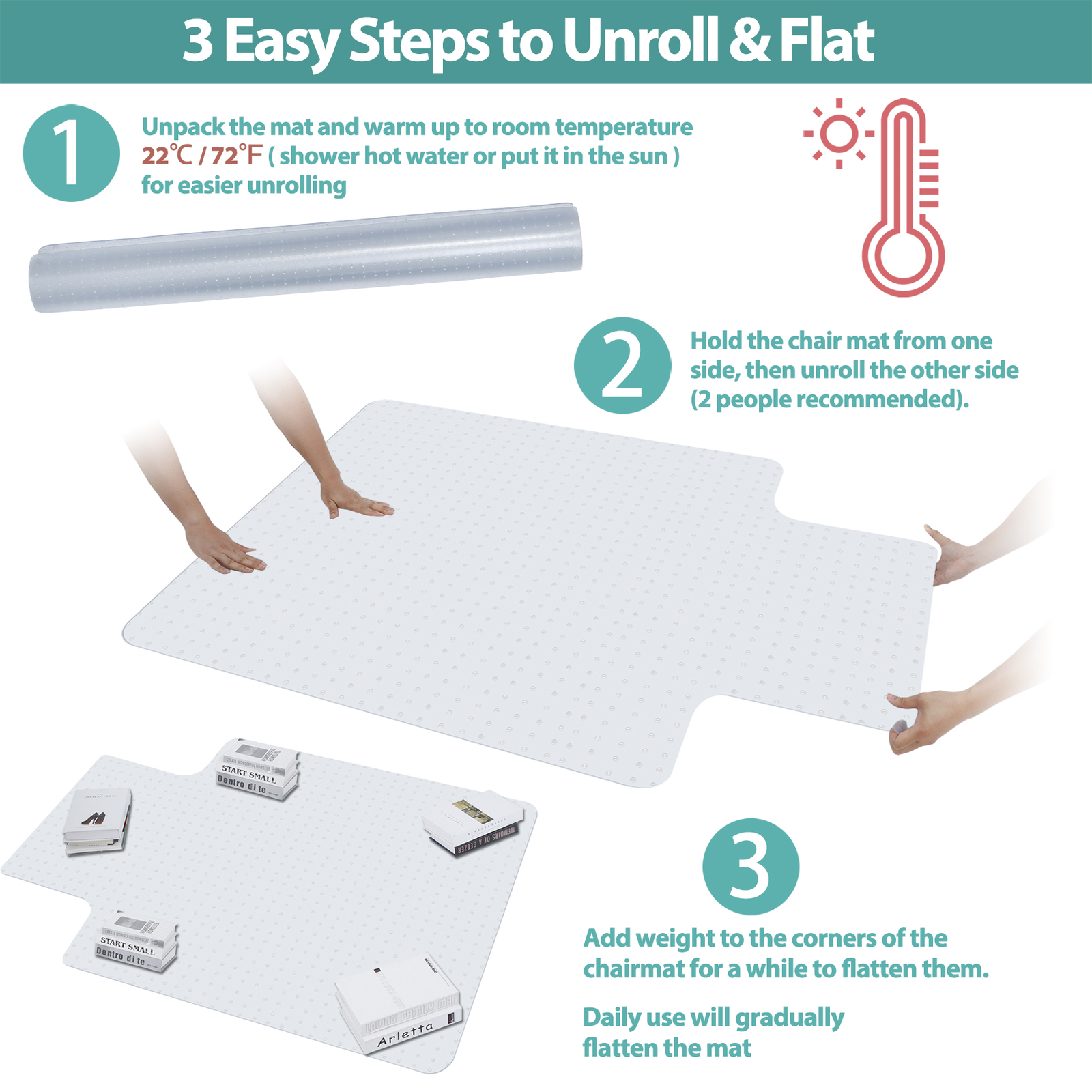 1/2/4/6PCS Office Chair Mat Anti-Slip for Hard/Carpet Floor 36 x 48"/46 x 60"