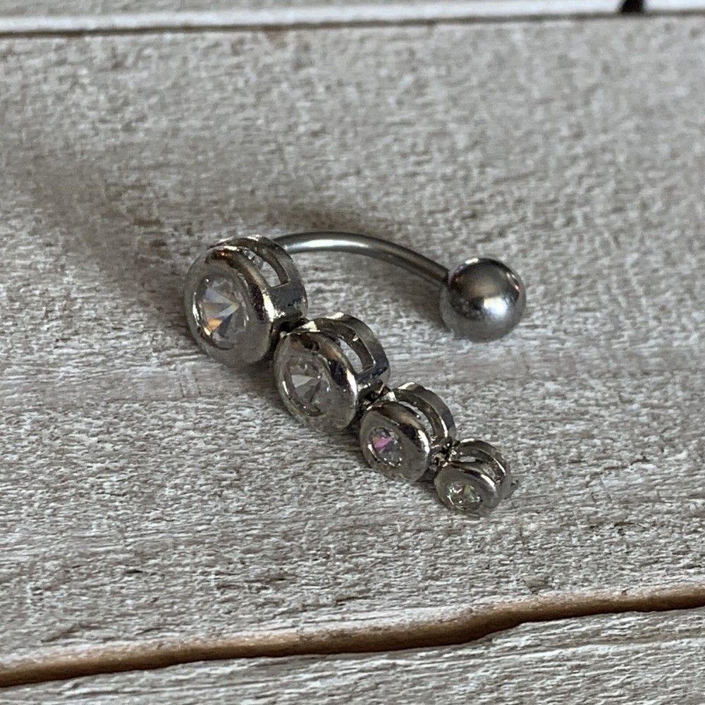 16g Clear Round Bubble Gem Reverse Top Down Dangle Belly Button Navel Ring