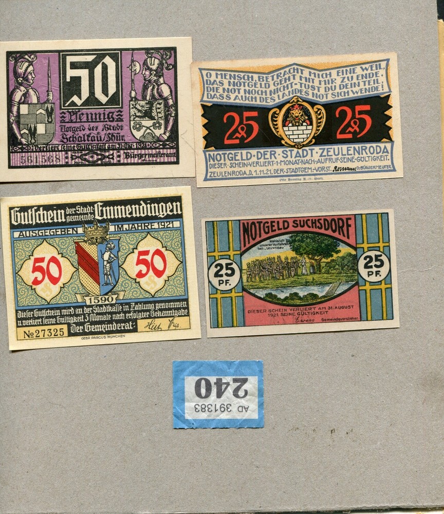 10 German Districts 1920s Banknotes