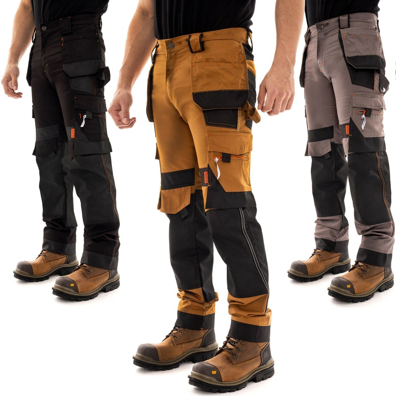 Mens Construction Work Pants Heavy Duty Cordura Cargo Workwear Utility Trousers