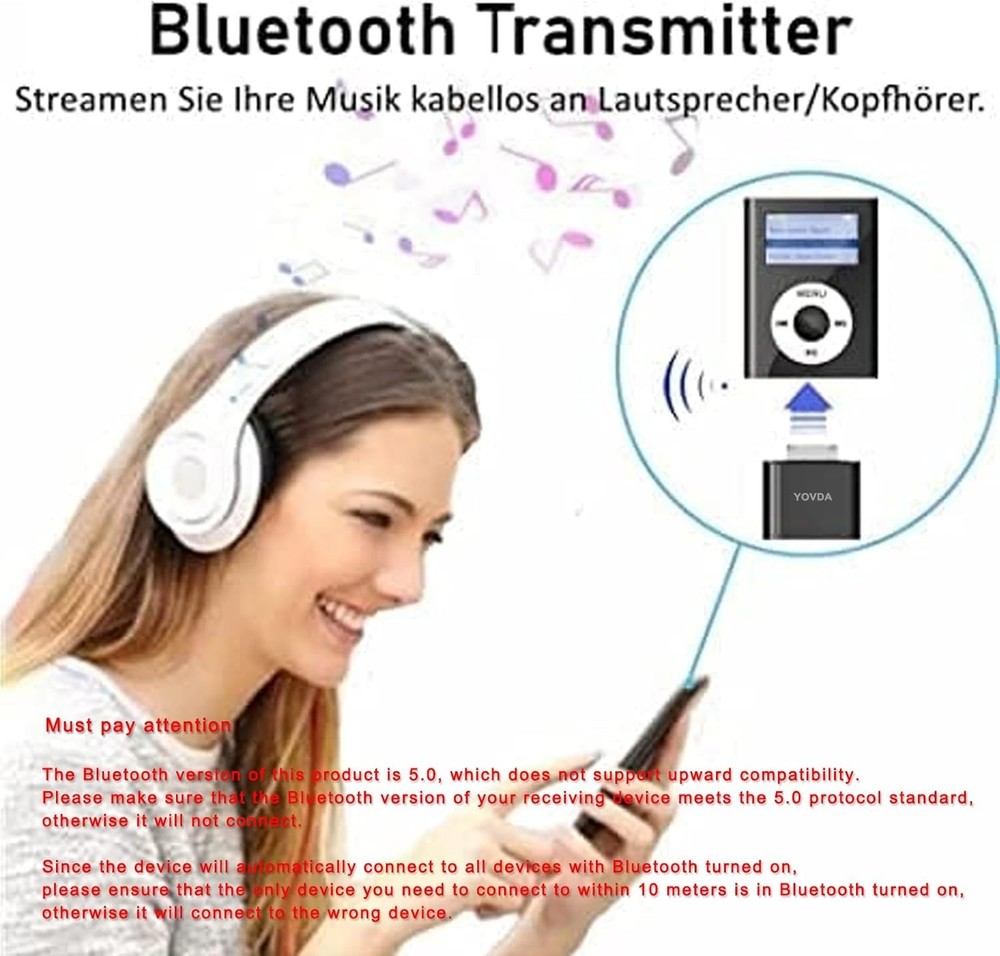 Bluetooth Transmitter for iPod, Bluetooth Adapter for Old iPod Classic Compat...