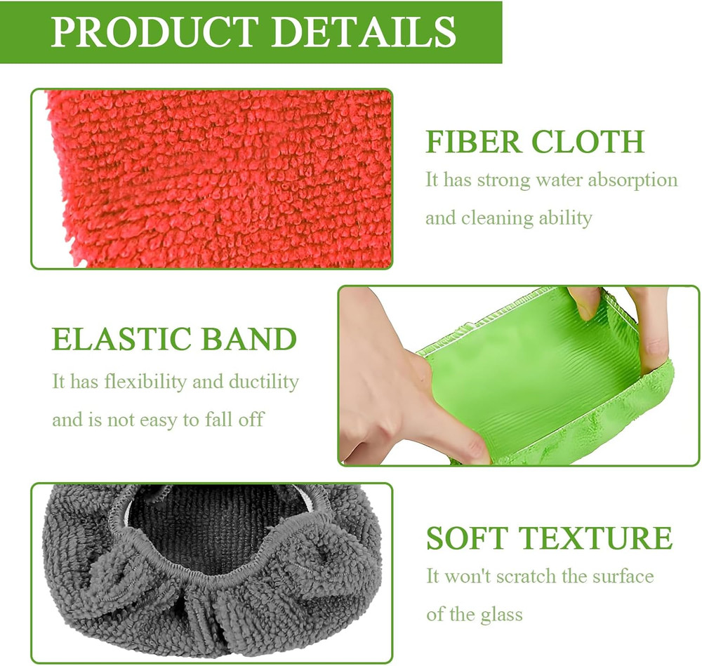 12PCS Car Windshield Cleaning Tool Bonnets, Microfiber Cleaning Cloth for Win...