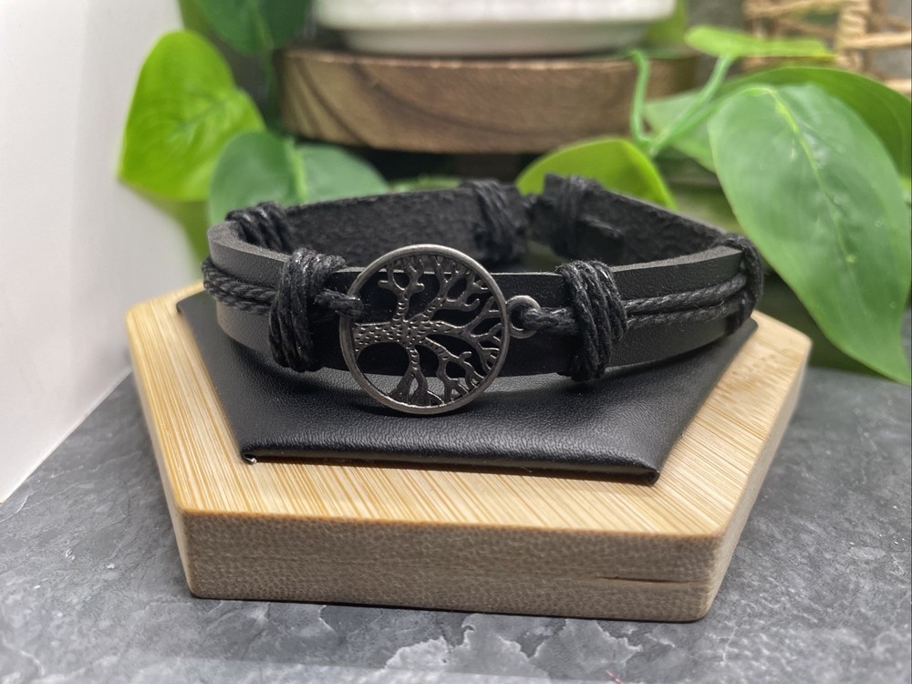 7-10” Leather Punk Bracelet Stackable Adjustable Tie New Free Ship B124