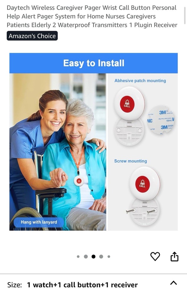 Daytech Wireless Nurse Wrist Call Button Pager System, Waterproof Transmitter