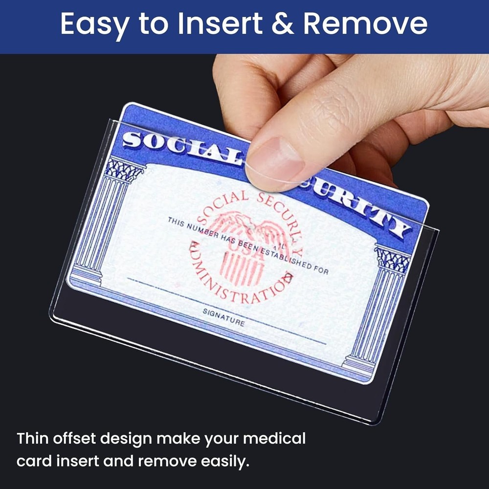 10 Pack Social Security Card Protector, 24 Mil Thick Card Protector Sleeves, ...