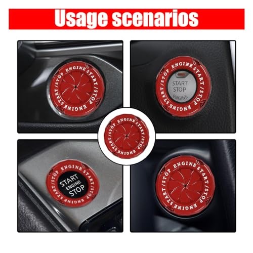 Car Push Start Stop Button Protector, Rotary Ignition Cover - Classic - Red