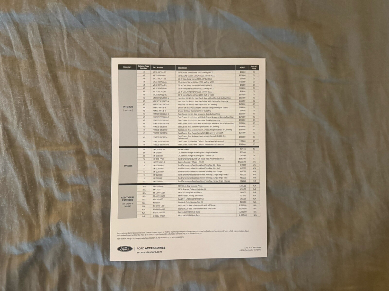 Ford Bronco Sales Materials Including Brochures