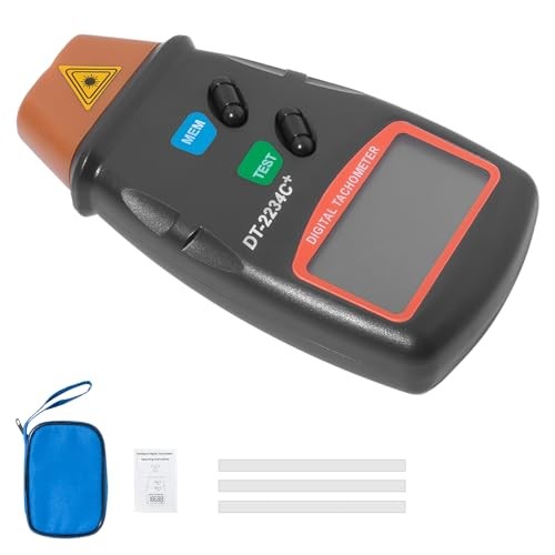 Portable Digital Laser Tachometer with Wide Measuring Range, 5-Digit Display