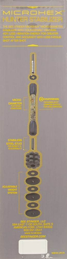 Bee Stinger B-Stinger MicroHex Stabilizer Matte 8", Black 8 In.,