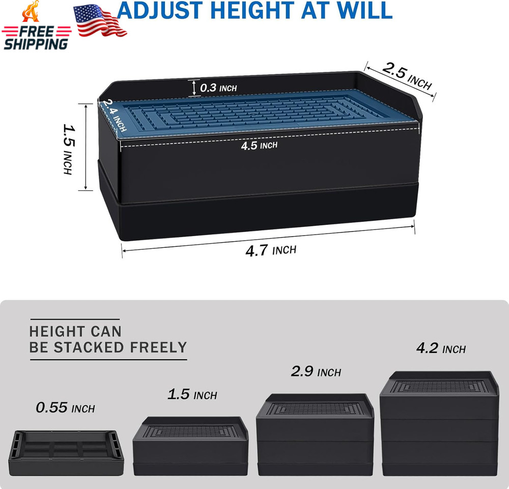 ANNKUT 1.5 Inch Furniture Risers, Rectangle Adjustable Risers Blocks for Bed Sof