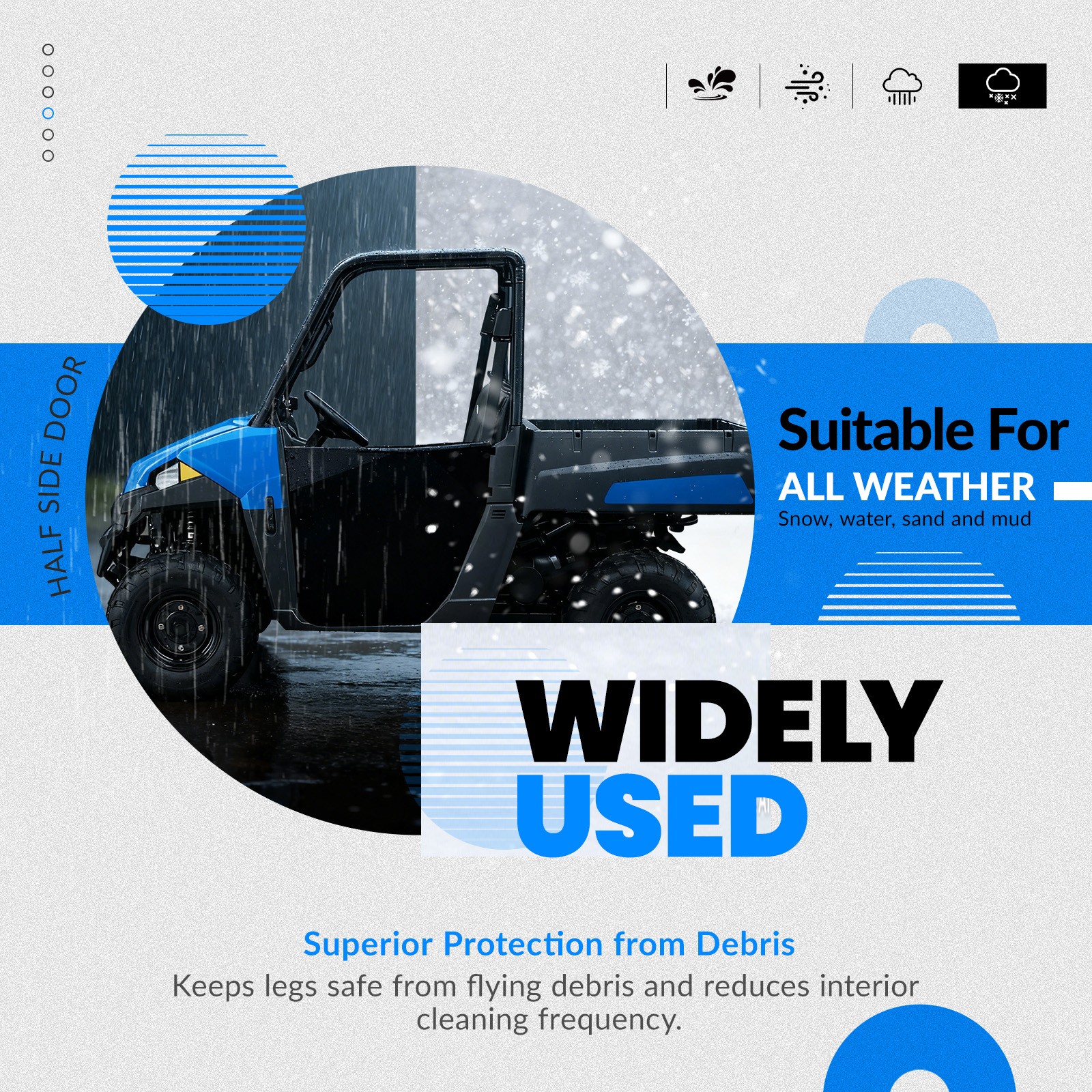 New Aluminum For Polaris Ranger 500 570 EV ETX Mid Size 2015-2022 Half Door Kit