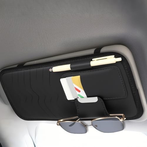 Black Car CD Holder Leather Car Visor Organizer Sun Visor Case Holders Multi