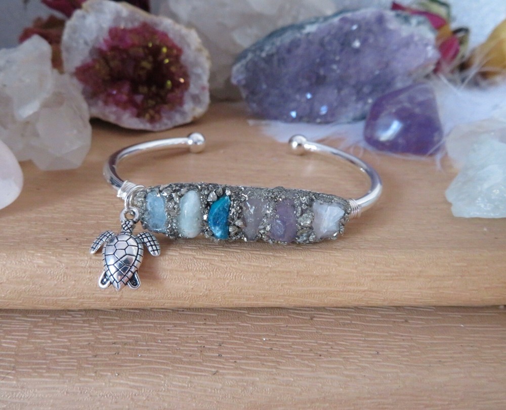 fertility bracelet, Raw Gemstone Cuff Bangle