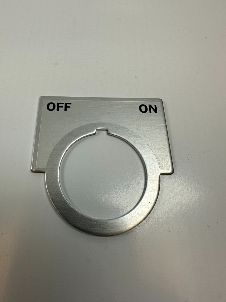 Off/On with Silver Background Pushbutton Legend Alum. 2" Across for 30mm Buttons
