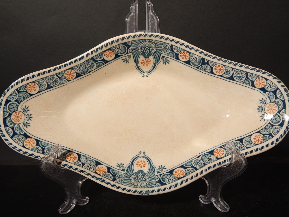 Antique Elegant Rectangular Tray Liberty Longwy Ceramic Model London