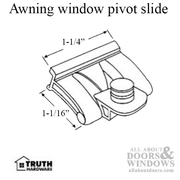 Awning window pivot slide assembly, Plastic - Black