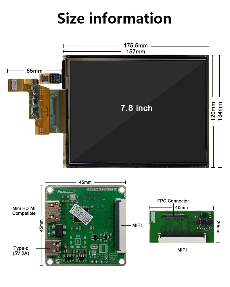 7.8'' Flexible AMOLED Touch Display 1920×1440 Ultra-Thin Bendable Screen for DIY