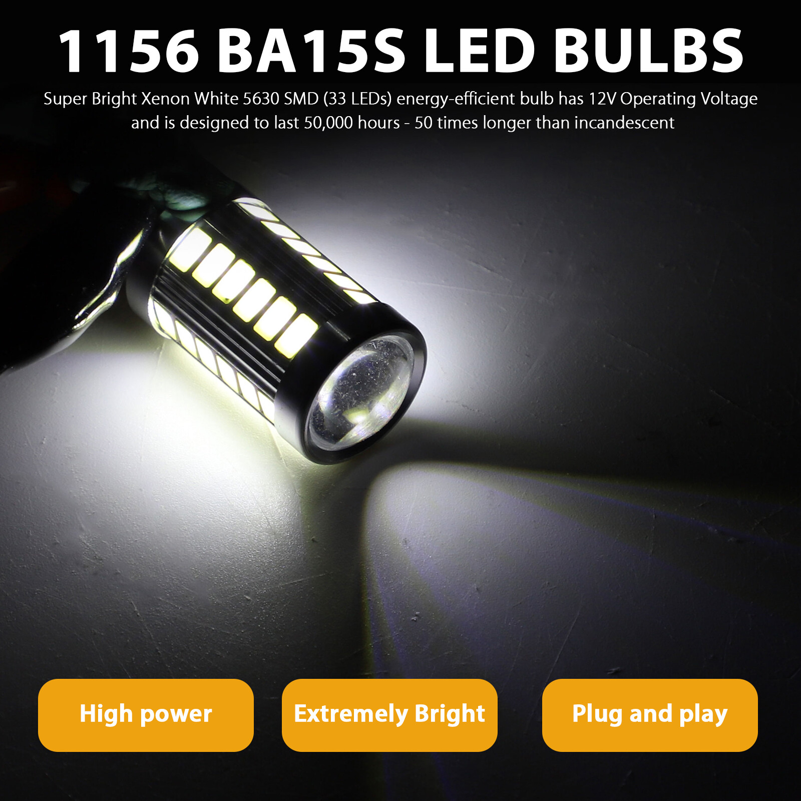4x 1156 BA15S 33SMD LED Interior Light Bulb Tail Brake Reverse Turn Signal White