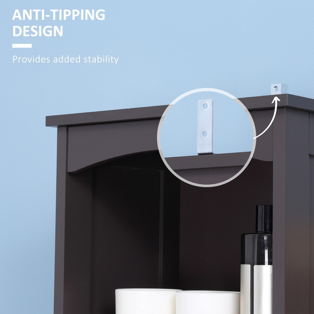 Bathroom Cabinet Ample Storage Space with Three Level Open Shelves