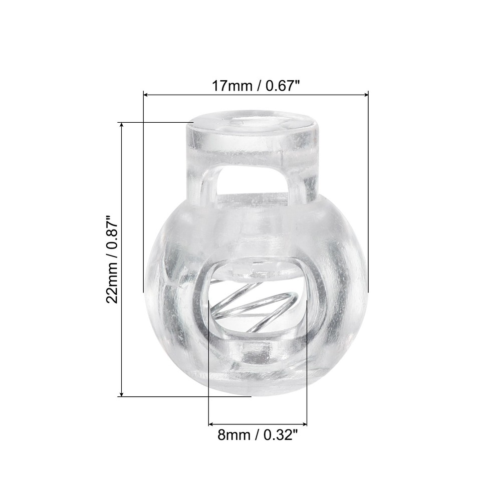 30 Pack Cord Locks Ball Spring Toggle Stopper Translucent