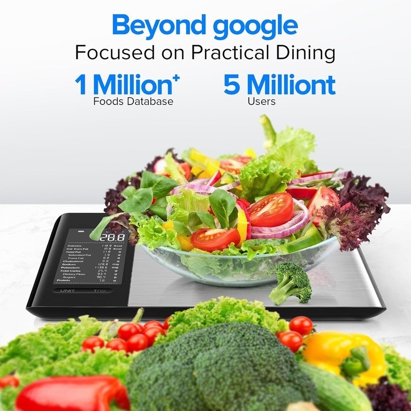 Smart Food Scale W/ Nutritional Tracking App Barcode Scanner LCD Display 5000g