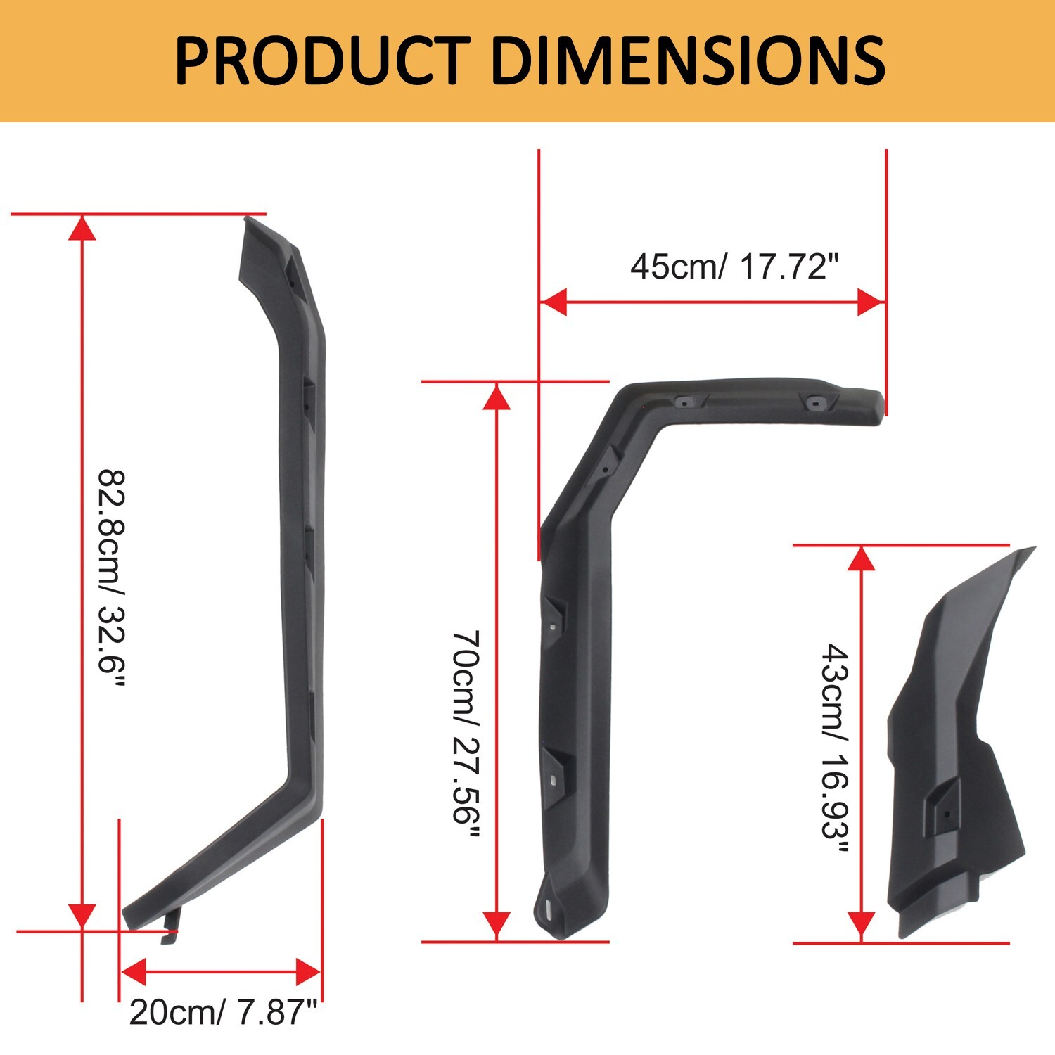 6PCS Black Fender Flares Compatible with Can-AM Defender HD5/8/10, for 715003898