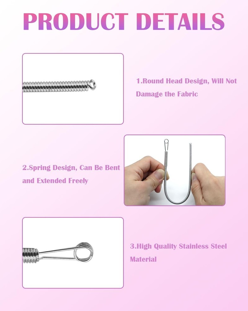 Spring Drawstring Needle Threader, DIY Rope Threaders Clip Puller Replacement