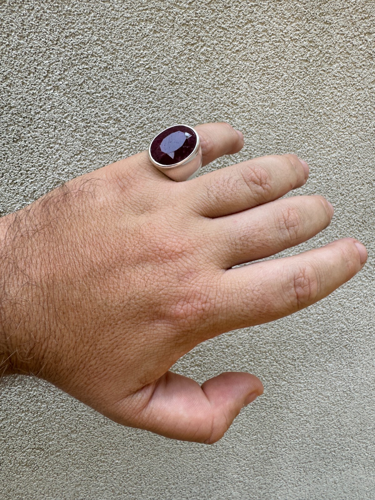 Large 18ct Genuine Ruby Mens Real Solid 925 Sterling Silver Oval Signet Ring