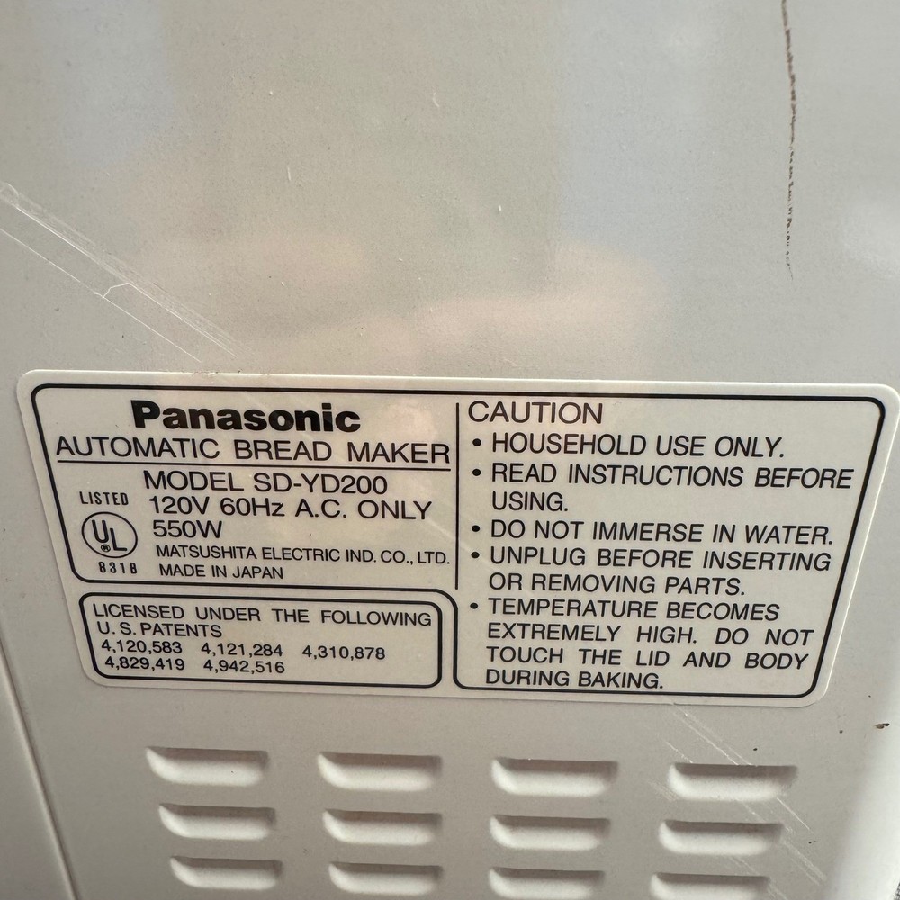 Panasonic SD-YD200 Automatic Bread Maker White 550W Multi Grain Whole Wheat