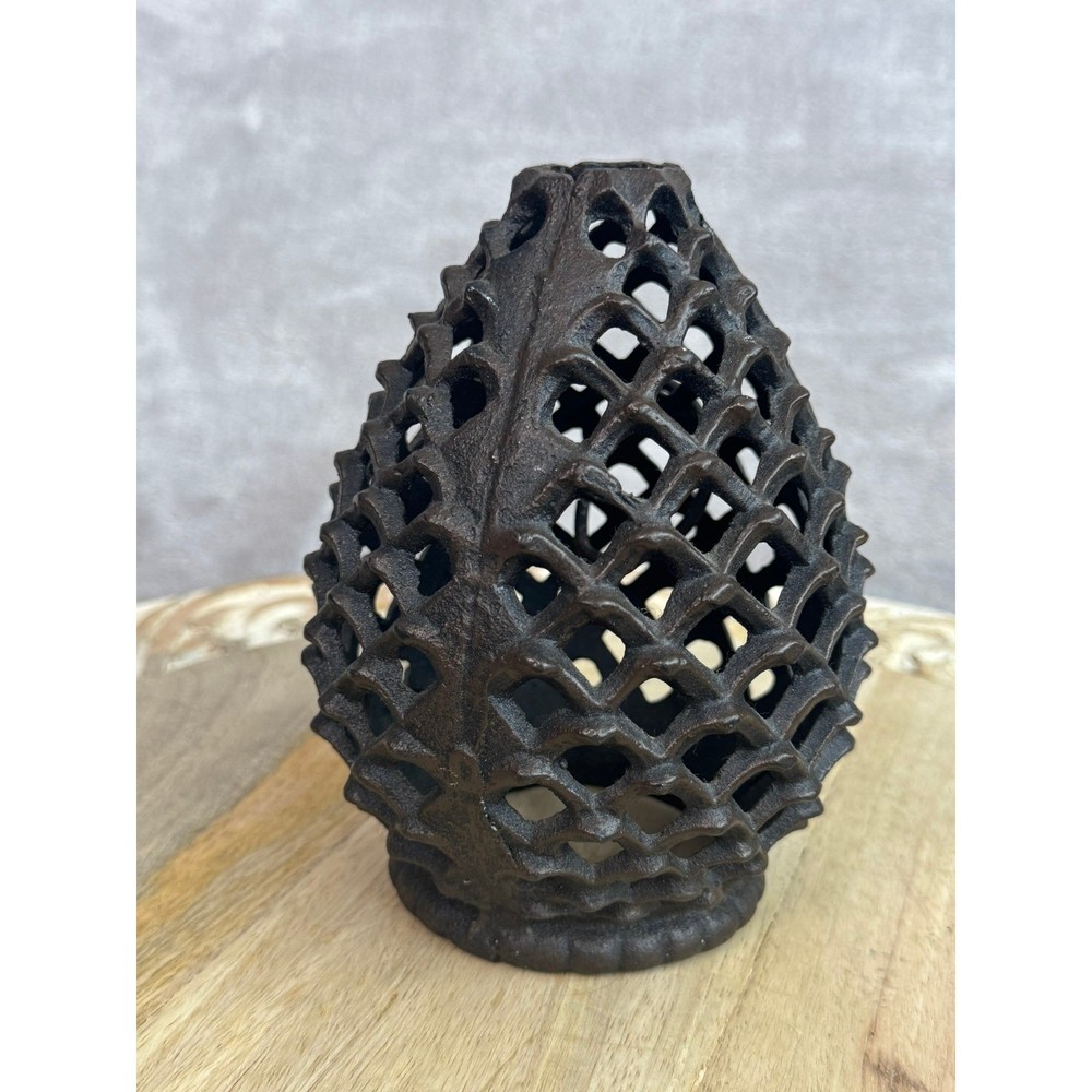 Cast Iron Pinecone Lantern Candle Holder Rustic Farmhouse Decor