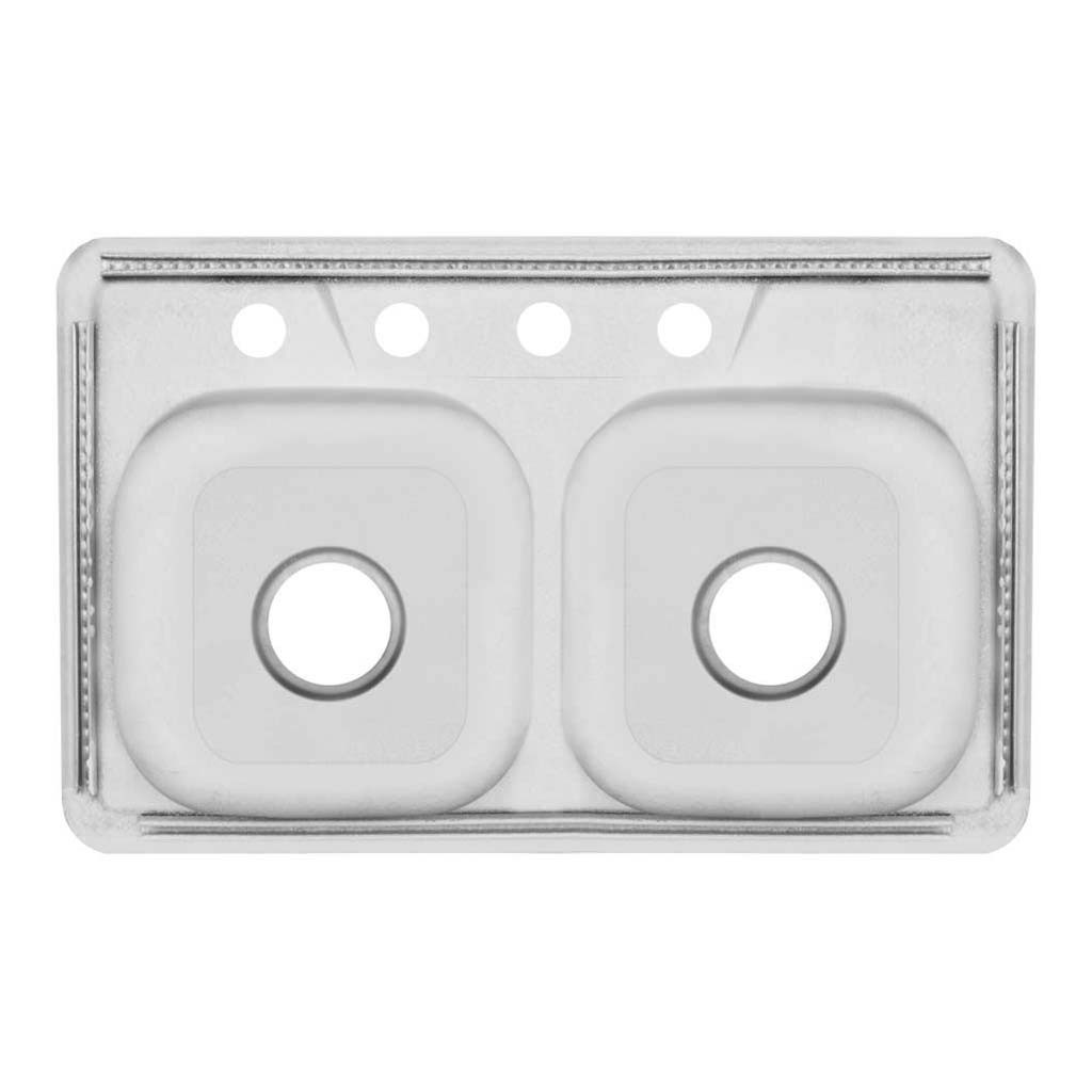 Top Mount Stainless Steel Double Basin Kitchen Sink 33" x 22" x 8" Deep