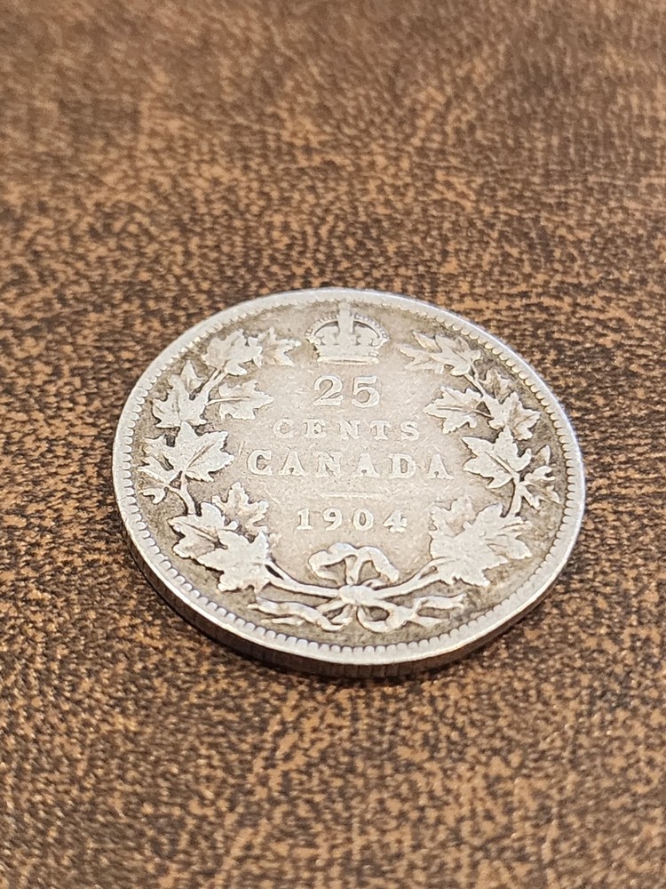 1904 Canadian 25 Cents Silver Coin