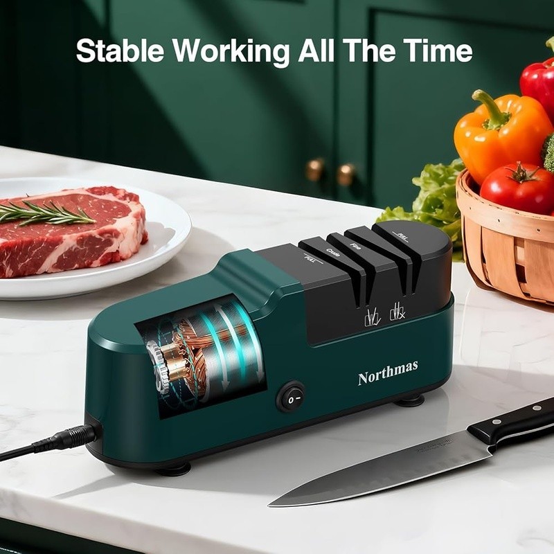 Electric Knife Sharpener 2-Stage Professional Quick & Compact Global Voltage New