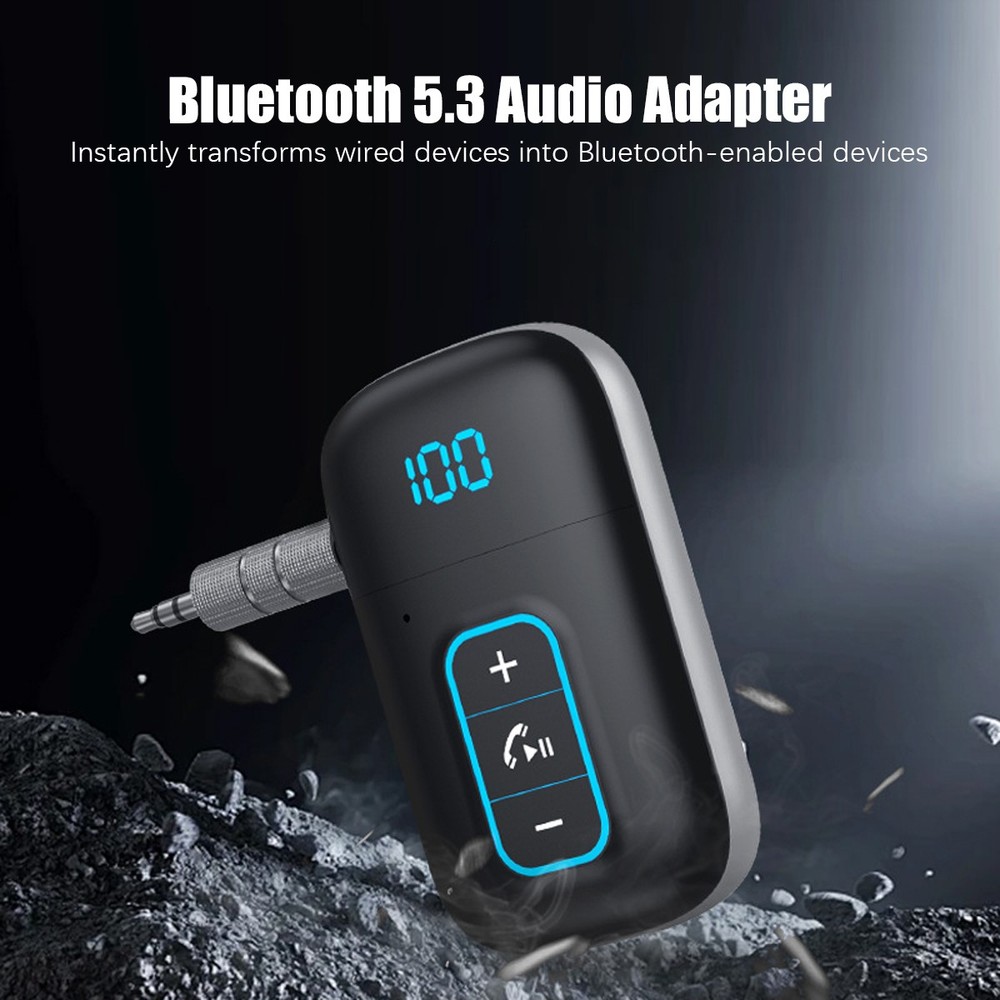 1-To-2 Bluetooth 5.3 Receiver Wireless Audio HiFi Music Adapter 3.5mm Jack AUX