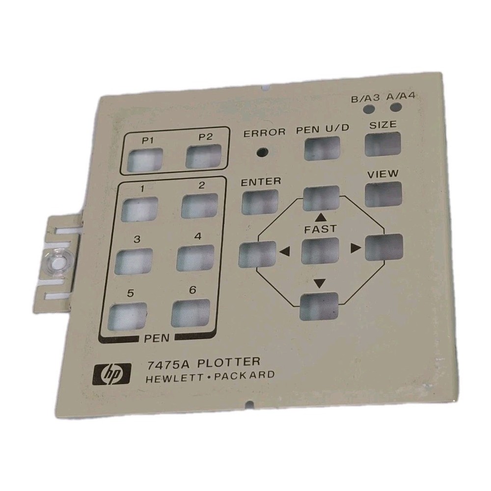 Vintage Hewlett Packard HP 7475A Plotter Control Plate