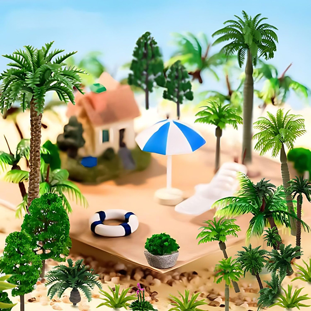 Model Trees, Miniature Palm Trees, 38Pcs, Architecture Tree, Rainforest with San
