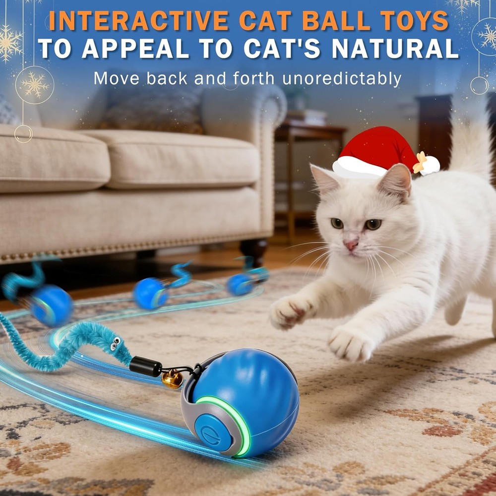 Smart Cat Toy Ball - Motion Activated Automatic Rolling Interactive Cat Toy for