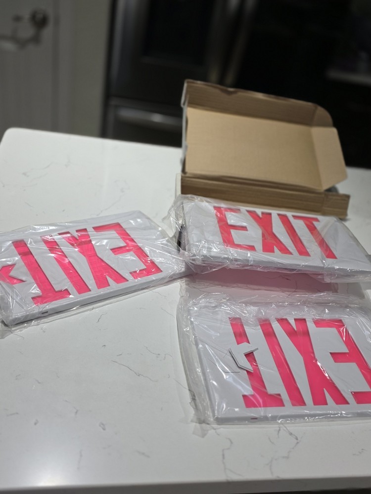 3 Pack Cooper Lighting Emergency Lighting LED Safety Exit Signs 023-783-EUXRL