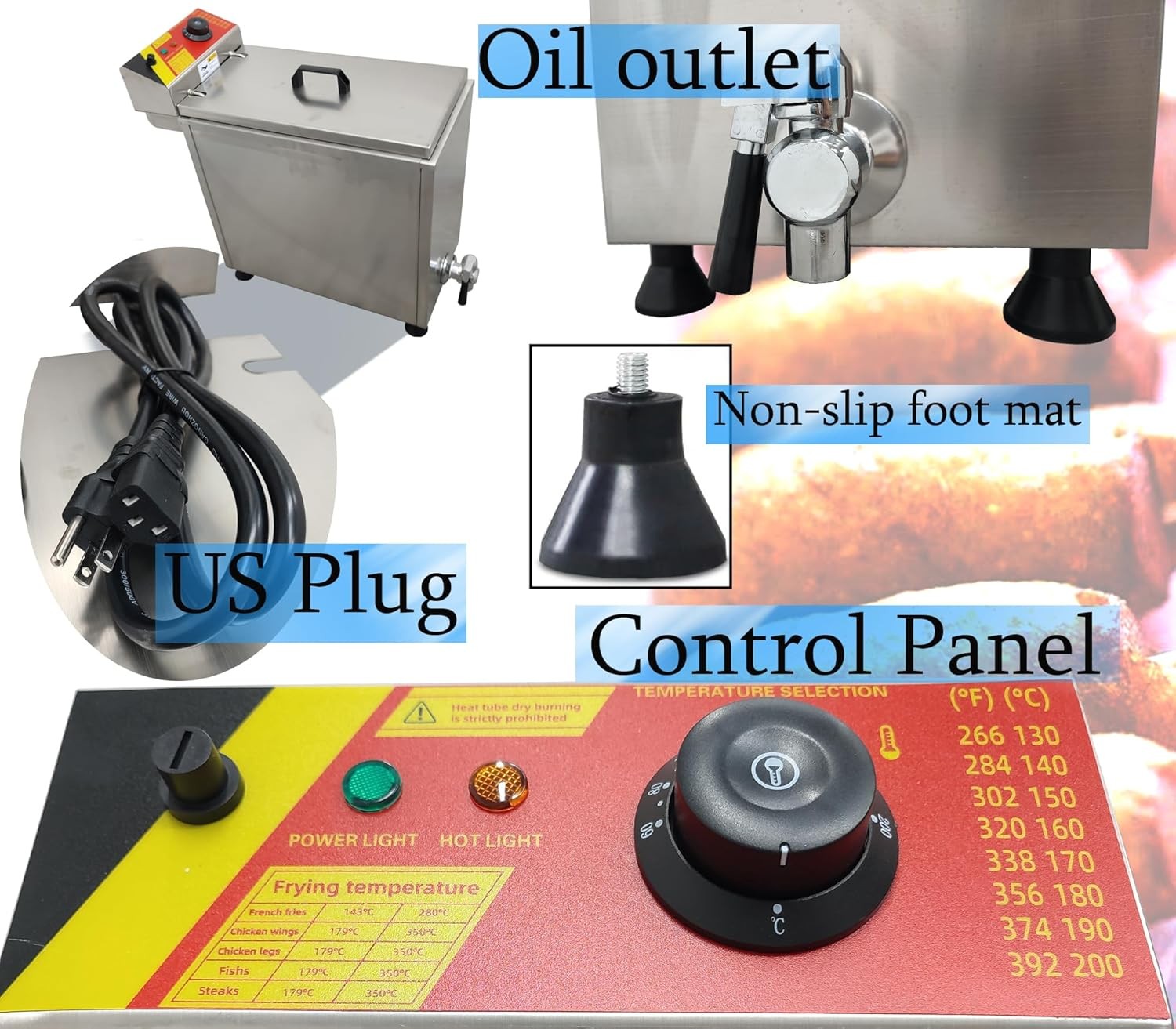 25LElectric Hot Dog Deep Fryer Cheese Corn Dog Machine Hot Dog Stick Fryer 3000W