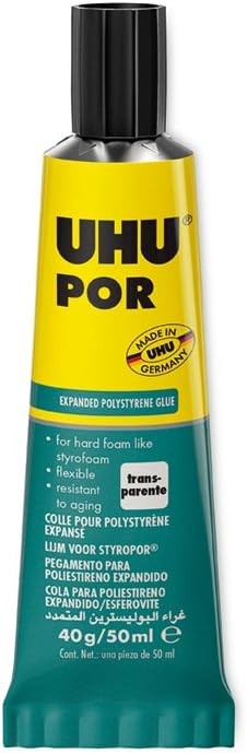 UHU por, Quick-Setting Special Adhesive for polystyrene, 50ml, Transparent
