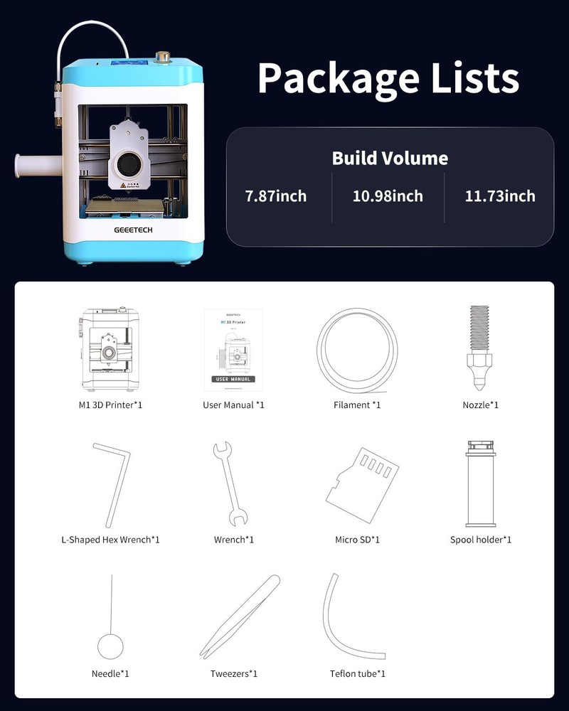 Fully Assembled Mini 3D Printer for Kids & Beginners - Complete Starter Kit