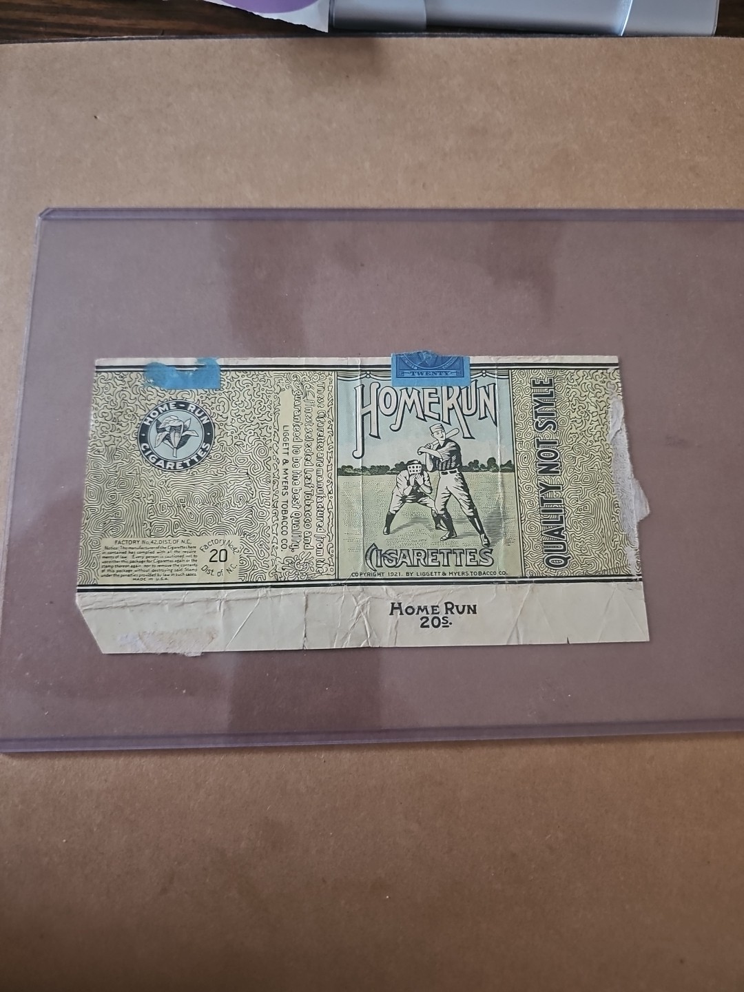 1940's Vintage "HOMERUN CIGARETTES" Empty Pack "Liggett & Myers - Baseball Theme