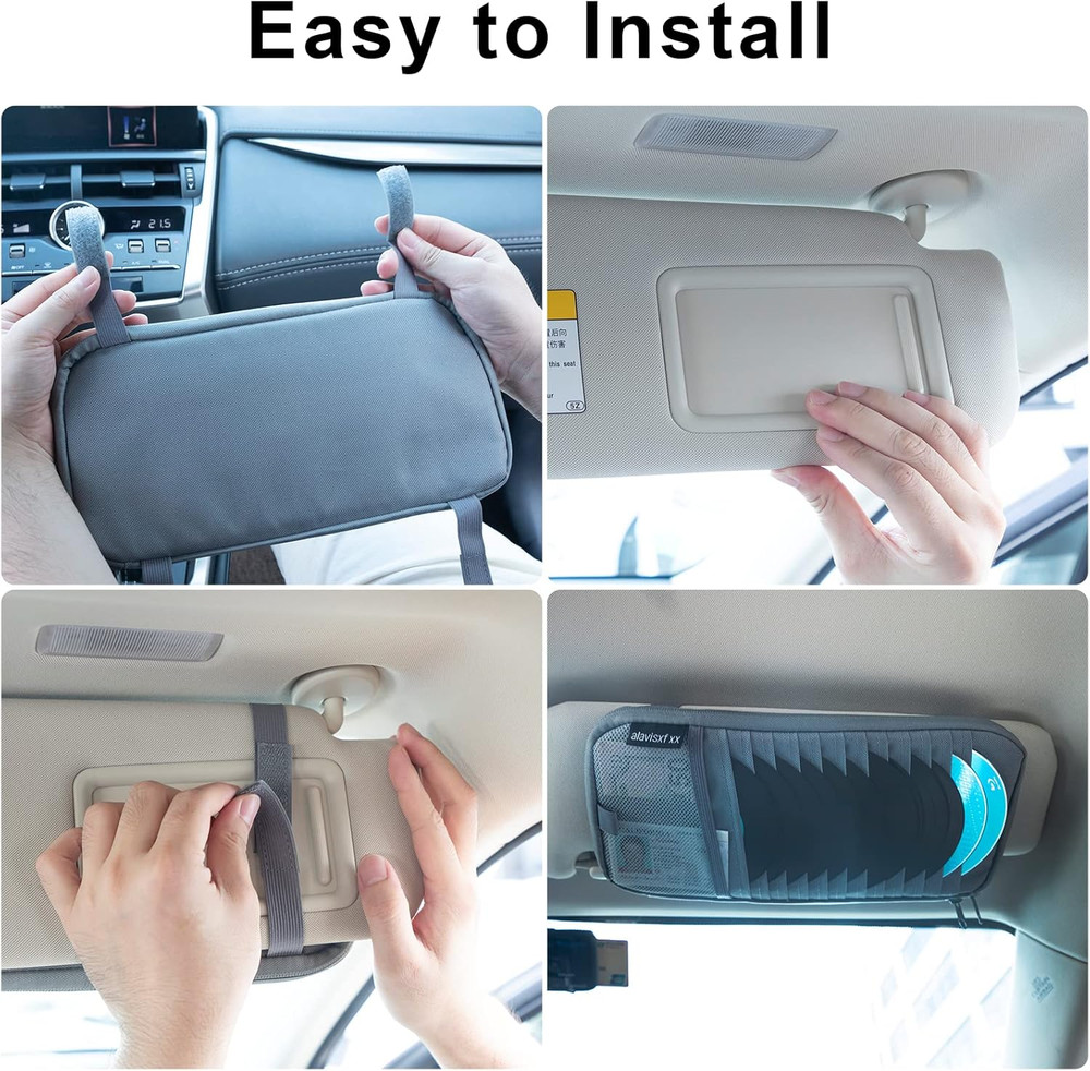 Car CD Holder, DVD Vehicle Visor Storage Organizer, Large Capacity CD Visor Case