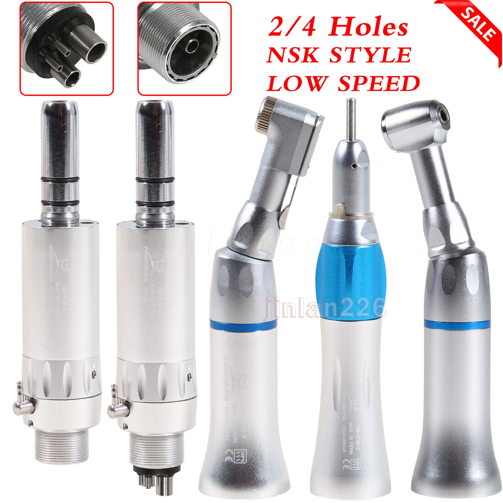 NSK Style Dental Slow Low Speed Handpiece Contra Angle Straight Motor 2/4 HOLES